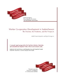 Worker Co-Operative Development in Saskatchewan the Promise, the Problems, and the Prospects