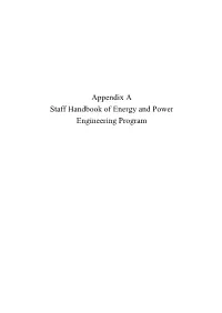 Appendix a Staff Handbook of Energy and Power Engineering Program Contents Teachers for General Courses