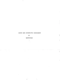 ARISTOTLE an EVALUATION of TEE RELATIONSHIP BE'l'ween the SYLLOGISTIC IMPLICATION and the SCIENTIFIC SYLLOGISM of ARISTOTLE
