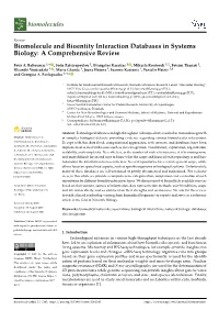 Biomolecule and Bioentity Interaction Databases in Systems Biology: a Comprehensive Review