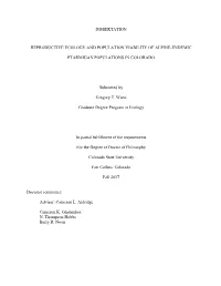 Dissertation Reproductive Ecology and Population