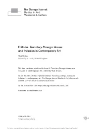 Editorial. Transitory Parerga : Access and Inclusion in Contemporary