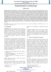 Experimental Criminology