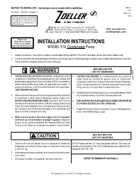 Installation Instructions, Model 519: 60 Hz FM3081 155408