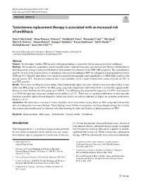 Testosterone Replacement Therapy Is Associated with an Increased Risk of Urolithiasis