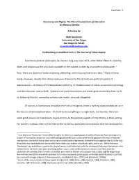 Zwolinski 1 Autonomy and Rights: the Moral Foundations of Liberalism By