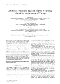 Artificial Immunity-Based Security Response Model for the Internet of Things