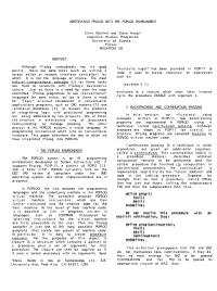 Integrating Prolog Into the Poplog Environment