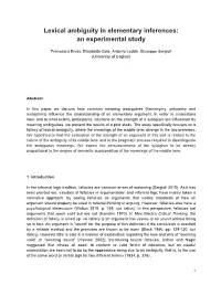 Lexical Ambiguity in Elementary Inferences: an Experimental Study