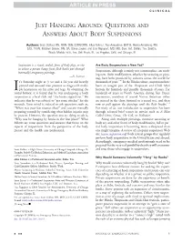 Questions and Answers About Body Suspensions