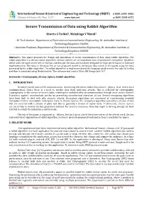Secure Transmission of Data Using Rabbit Algorithm
