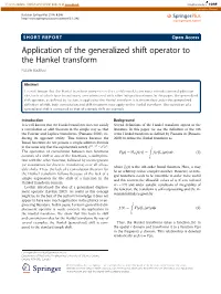 Application of the Generalized Shift Operator to the Hankel Transform Natalie Baddour