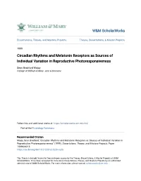Circadian Rhythms and Melatonin Receptors As Sources of Individual Variation in Reproductive Photoresponsiveness