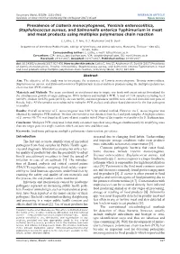Prevalence of Listeria Monocytogenes, Yersinia Enterocolitica, Staphylococcus Aureus, and Salmonella Enterica Typhimurium In