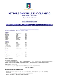 Settore Giovanile E Scolastico 00198 Roma – Via Po, 36