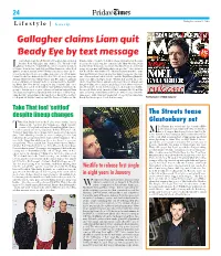 Gallagher Claims Liam Quit Beady Eye by Text Message