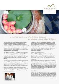 MAYA Spa Menu For
