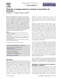 Plasticity of Voltage-Gated Ion Channels in Pyramidal Cell Dendrites S Remy1,2, H Beck1 and Y Yaari3,4