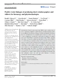 Positive Water Linkages of Producing Short Rotation Poplars and Willows for Bioenergy and Phytotechnologies