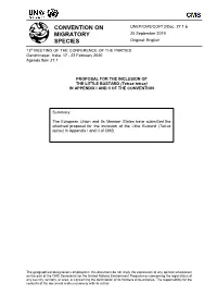 Proposal for Inclusion of the Little Bustard in Appendix I and II of The