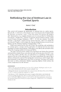 Rethinking the Use of Antitrust Law in Combat Sports