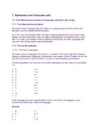 Alphabets/Character Sets