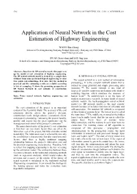 Application of Neural Network in the Cost Estimation of Highway Engineering