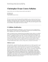 Christopher Evans Course Syllabus