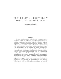 Does Reductive Proof Theory Have a Viable Rationale?