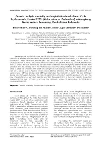 Growth Analysis, Mortality and Exploitation Level of Mud Crab