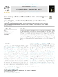 Insect Venom Phospholipases A1 and A2 Roles in the Envenoming Process and Allergy