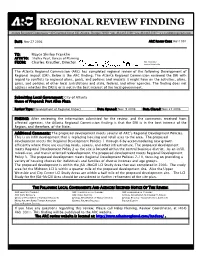 Regional Review Finding