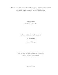 Statistical Characteristics and Mapping of Near-Surface and Elevated Wind Resources in the Middle East