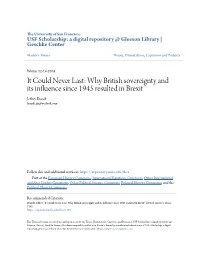 Why British Sovereignty and Its Influence Since 1945 Resulted in Brexit Jeffrey Brandt Brandt.Jm@Outlook.Com