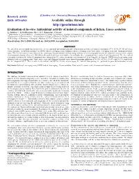 Evaluation of In-Vitro Antioxidant Activity of Isolated Compounds of Lichen, Usnea Undulata E