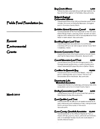 Fields Pond Foundation Inc. Recent Environmental Grants