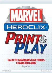 GALACTIC GUARDIANS FAST FORCES CHARACTER CARDS Original Text