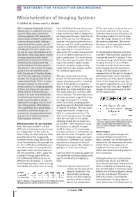 Miniaturization of Imaging Systems R