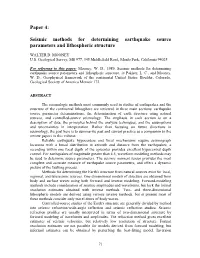 Paper 4: Seismic Methods for Determining Earthquake Source