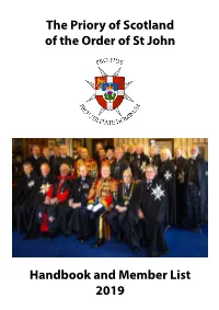 The Priory of Scotland of the Order of St John Handbook and Member List
