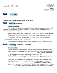 ADVENT I Am Pastor’S Notes