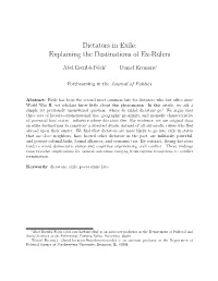 Dictators in Exile: Explaining the Destinations of Ex-Rulers
