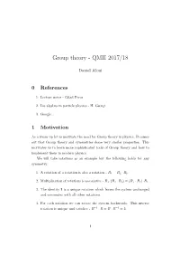 Group Theory - QMII 2017/18