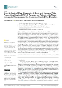 GWAS) Focusing on Patients with Mood Or Anxiety Disorders and Co-Occurring Alcohol-Use Disorders