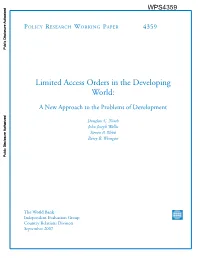 Limited Access Orders in the Developing World