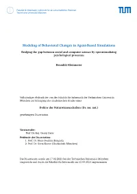 Modeling of Behavioral Changes in Agent-Based Simulations
