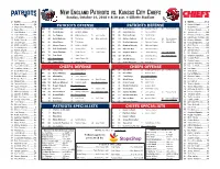 New England Patriots Vs. Kansas City Chiefs Sunday, October 14, 2018 • 8:20 P.M