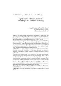 Open Source Software, Access to Knowledge and Software Licensing