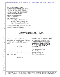 Plaintiffs' Notice of Motion and Unopposed Motion for Preliminary Approval of Class and Collective Action Settlement