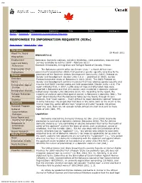 RESPONSES to INFORMATION REQUESTS (Rirs)